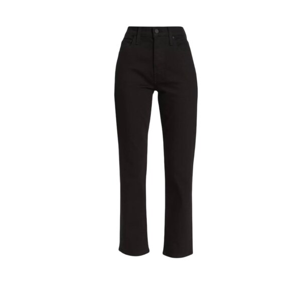 Mother the Tomcat Ankle Jeans Womens 24 Black High Rise Button Fly Straight Leg - Picture 1 of 14
